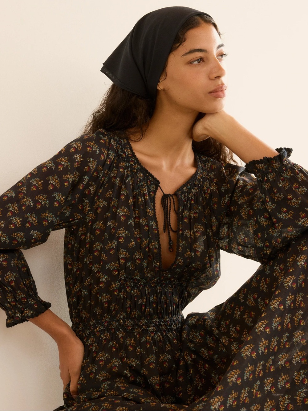 NWT DÔEN
Delfina shirred floral-print organic cotton-voile midi dress - Picture 2 of 7